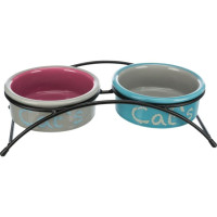 Paliknis ar blodām : Trixie Eat on Feet ceramic bowl set, 2 × 0.3 l/ø 12 cm