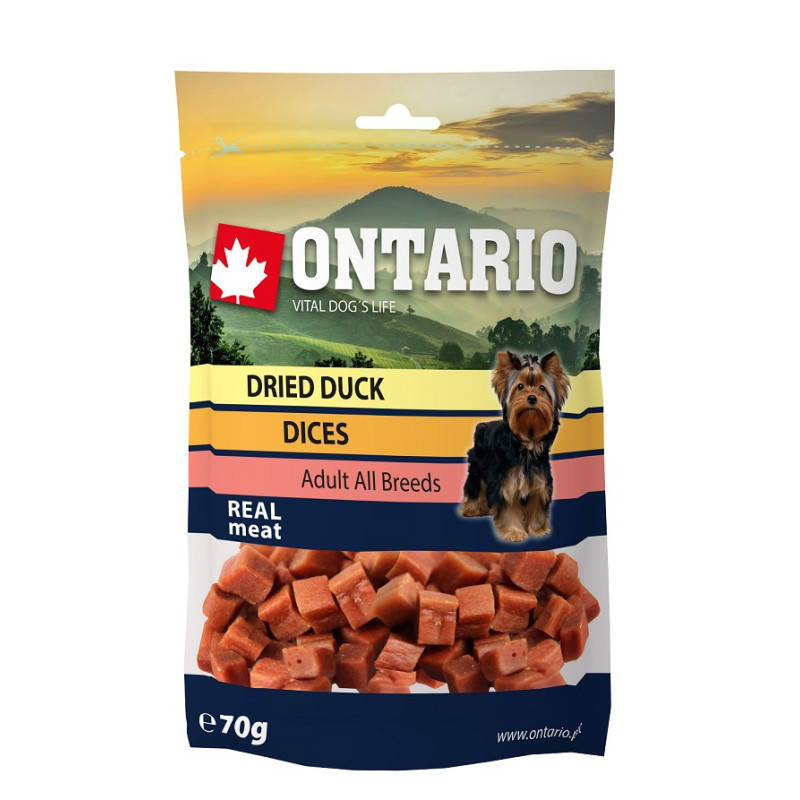 Gardums suņiem : Ontario Dog Duck Dice Small, 70gr.