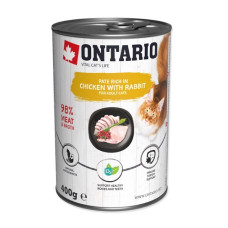 Konservēta barība kaķiem - Ontario Cat can Chicken with Rabbit flavoured with Cranberries 400g