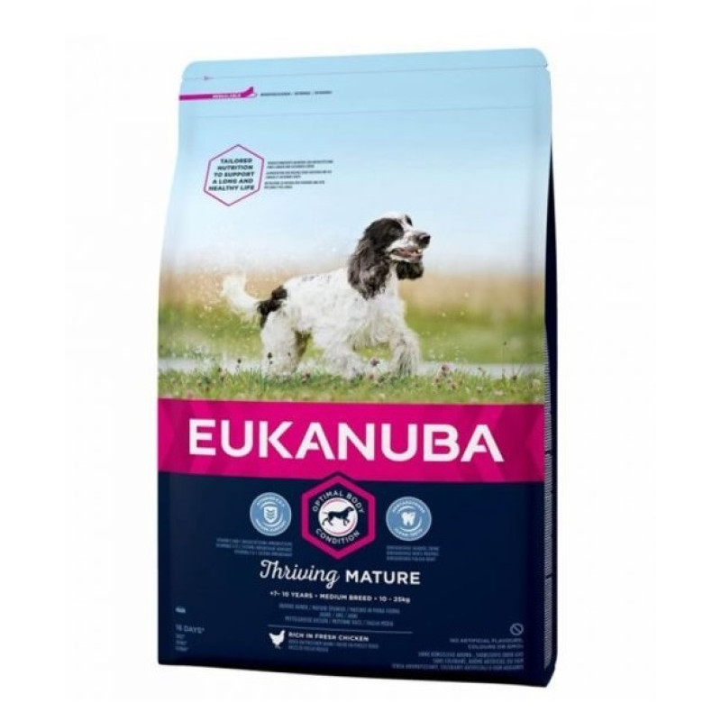 Sausa barība suņiem - Eukanuba Mature and Senior Medium, Chicken, 3 kg