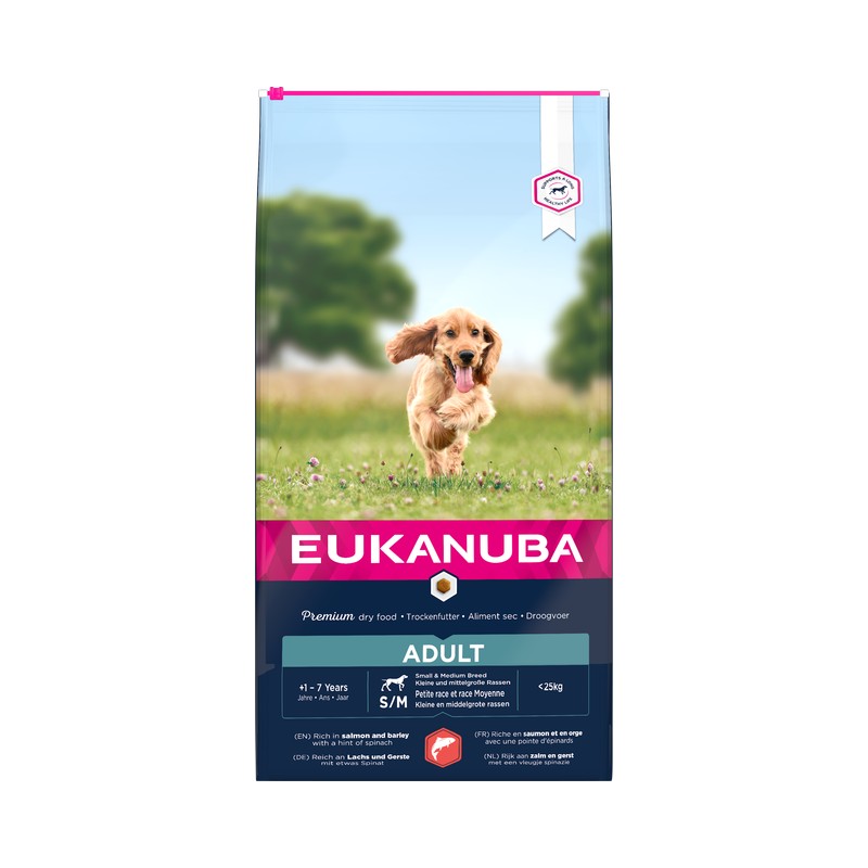 Sausa barība suņiem : Eukanuba Adult Small & Medium, SALMON, 12 KG