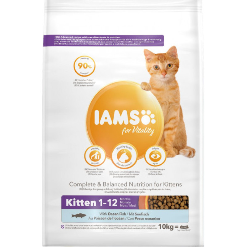 Sausā barība kaķēniem - IAMS CAT KITTEN OCEAN FISH, 10 KG