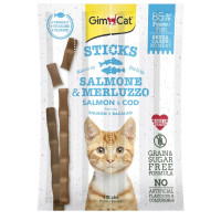 Gardumi kaķiem : GIM Cat Sticks Salmon and Cod, ar lasi un foreli 4 gab. (20g).