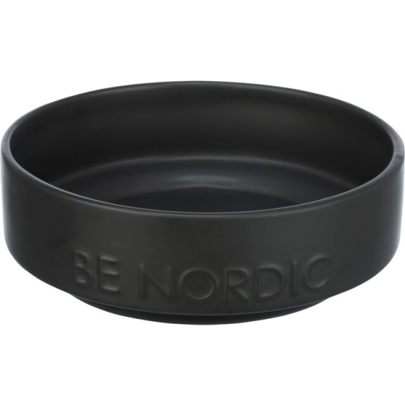 Bļoda dzīvniekiem, keramika : Trixie BE NORDIC bowl, ceramic/rubber, 0.5 l/ø 16 cm, black