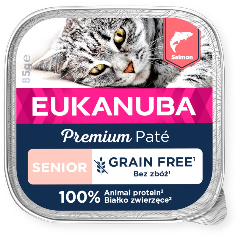 Konservēta barība kaķiem - Eukanuba Cat Senior Salmon pate 85g 