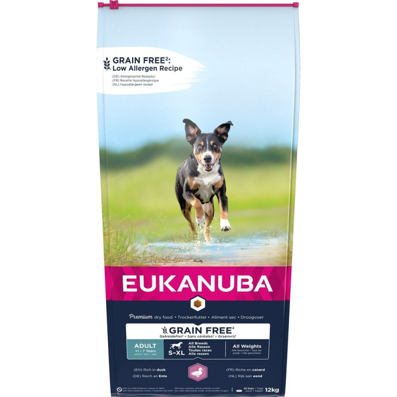 Sausa barība suņiem - Eukanuba Grain Free Adult All Breed Duck 12kg