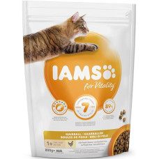 Sausā barība kaķiem - IAMS CAT ADULT HAIRBALL CHICKEN, 800 gr