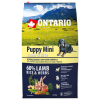 Sausā barība kucēniem – Ontario Dog Puppy Mini Lamb and Rice, 6.5 kg