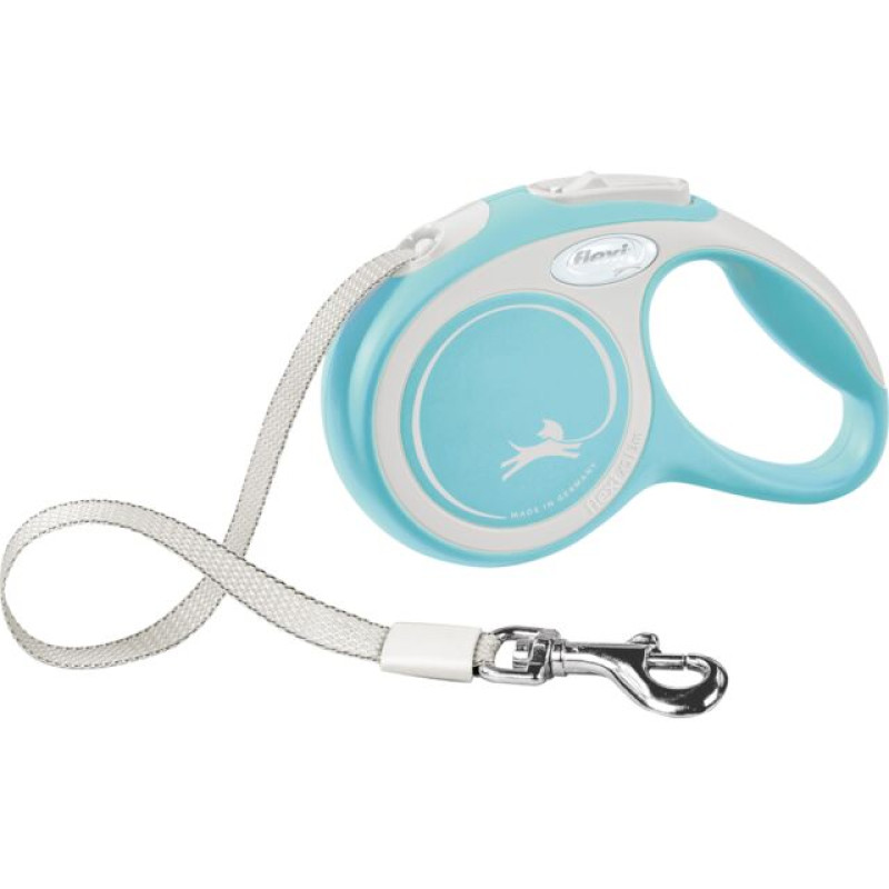 Inerces pavada suņiem - Trixie Flexi New COMFORT, tape leash, XS: 3 m, up to 12kg, light blue. 