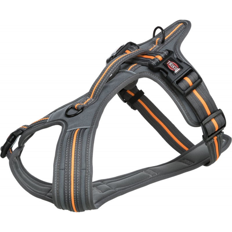 Krūšu siksna : Trixie Fusion touring harness, M–L: 61–75 cm/30 mm, graphite/papaya