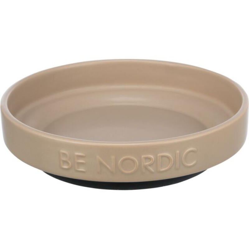 Bļoda dzīvniekiem, keramika : Trixie BE NORDIC bowl, flat, ceramic/rubber ring, 0.3 l/ø 16 cm, taupe