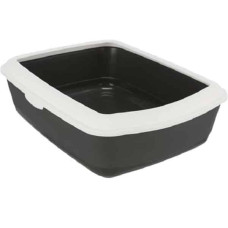 Kaķu tualete : Trixie Classic cat litter tray, with rim, 37 × 15 × 47 cm, dark grey/white