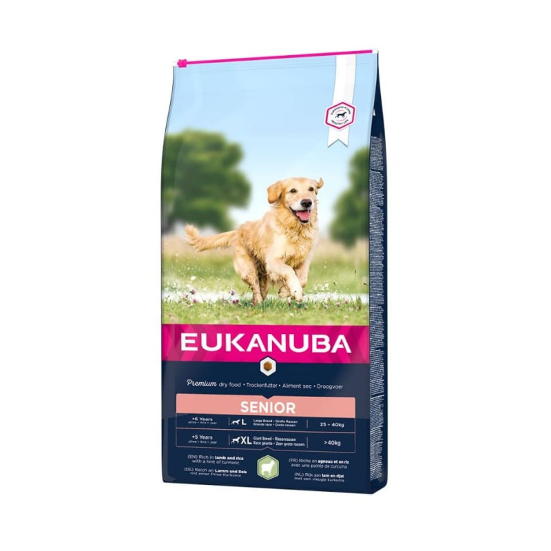 Sausa barība suņiem - Eukanuba Senior Large Lamb and Rice, 12KG