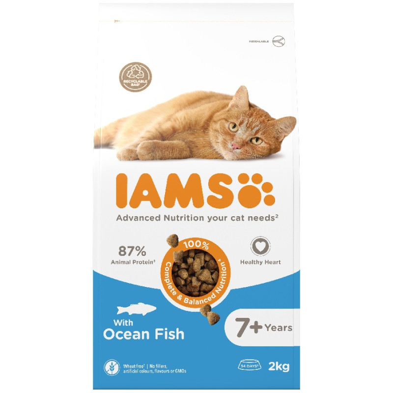 Sausā barība kaķiem - IAMS CAT SENIOR  OCEAN FISH, 2 kg