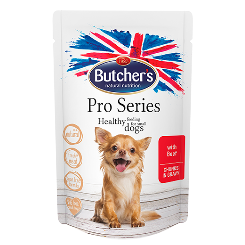 Konservi suņiem : Butchers DOG Pro Series beef chunks in gravy,100g