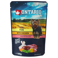 Konservi suņiem : Ontario Dog Pork with Chicken in Broth, 100 g