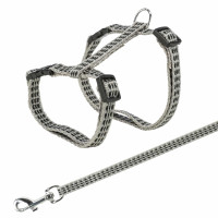 Krūšu siksna ar pavadu kaķiem : Trixie Harness with Lead, Reflecting 22/42cm/10mm, Lead 1.20m