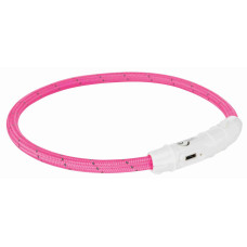 Atstarojoša kaklasiksna suņiem – Trixie Flash light ring USB, XS–S: 35 cm/ø 7 mm, pink