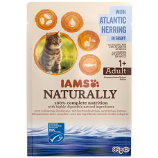 Konservēta barība kaķiem : IAMS CAT Naturally Adult Atlantic Herring in gravy 85gr.