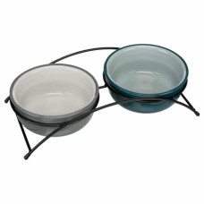 TRX 17 Bowl set, ceramic/metal, 2 × 0.25 l/ø 13 cm/27 × 8 × 13 cm, petrol/light petrol/gre