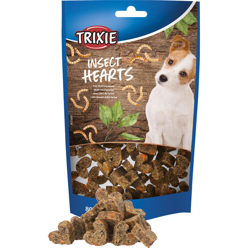 Gardums suņiem : Trixie Insect Hearts with mealworms, 80 g