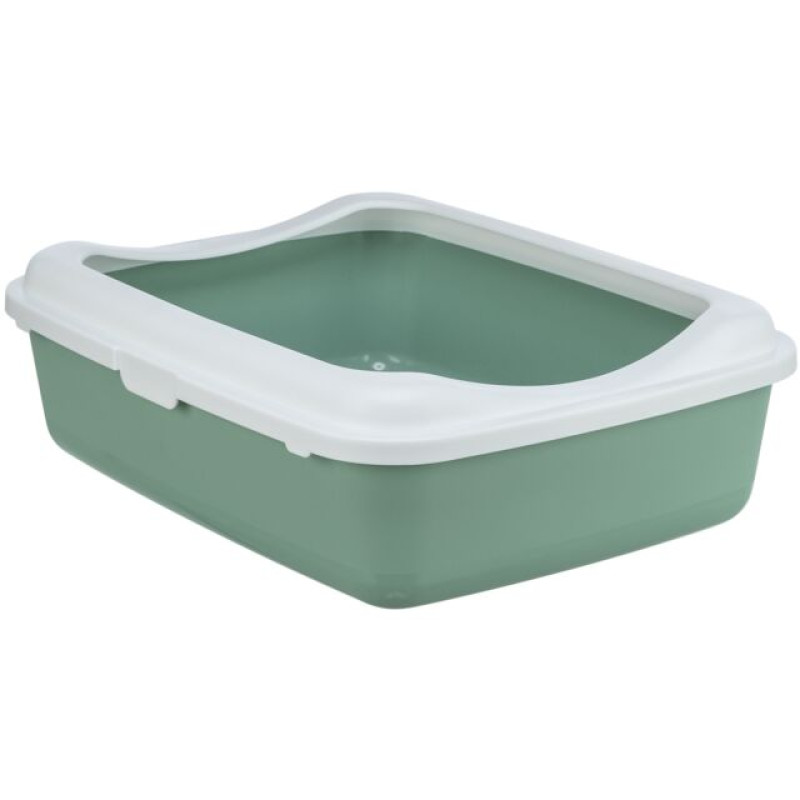 TRX 23 Classic cat litter tray, with rim, 37 × 15 × 48 cm, sage/white