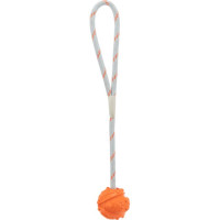 TRX 09  Ball on a rope, floatable, natural rubber, ų 4.5/35 cm, orange Rotaļlieta suņiem