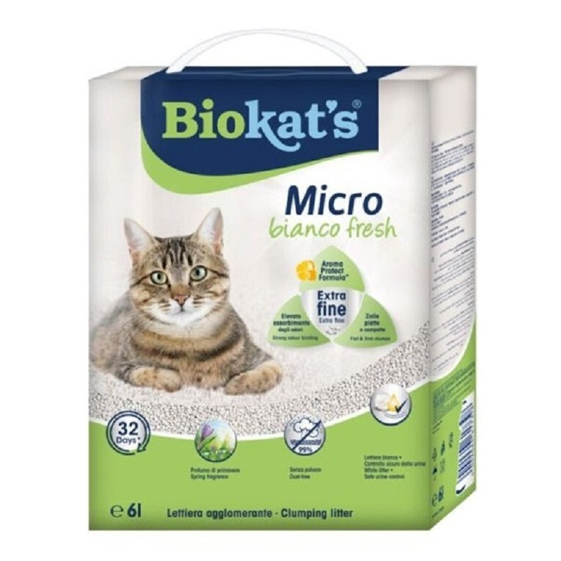 Smiltis kaķu tualetēm - Biokats Micro Bianco Fresh 6 L