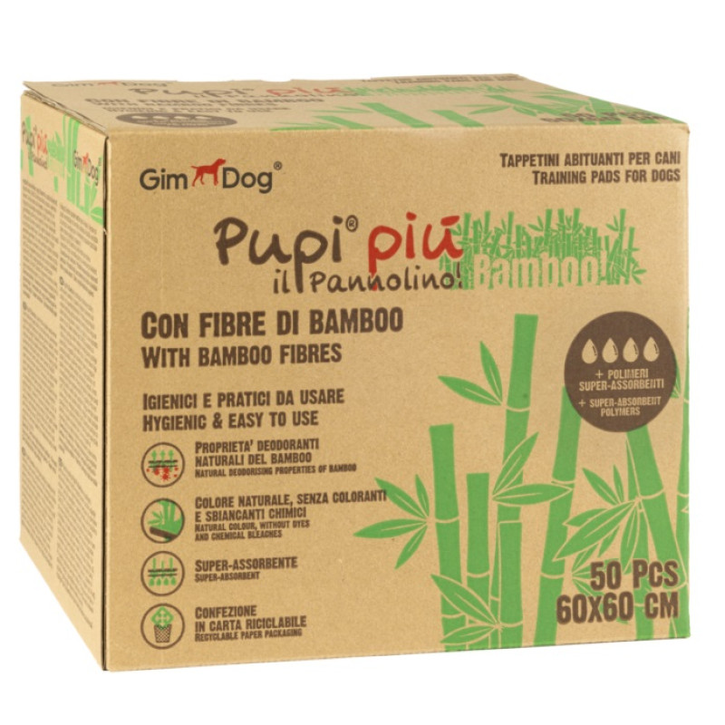 Absorbējošie paladziņi - Gim Dog TRAINING PADS PUPI PIU BAMBOO 60x60cm 50gab