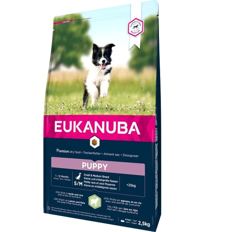 Корм для щенков – Eukanuba Puppy & Junior, Small & Medium, Lamb & Rice 2.5 kg