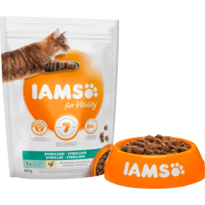 Sausā barība kaķiem - IAMS CAT ADULT STERILIZED CHICKEN, 800 gr