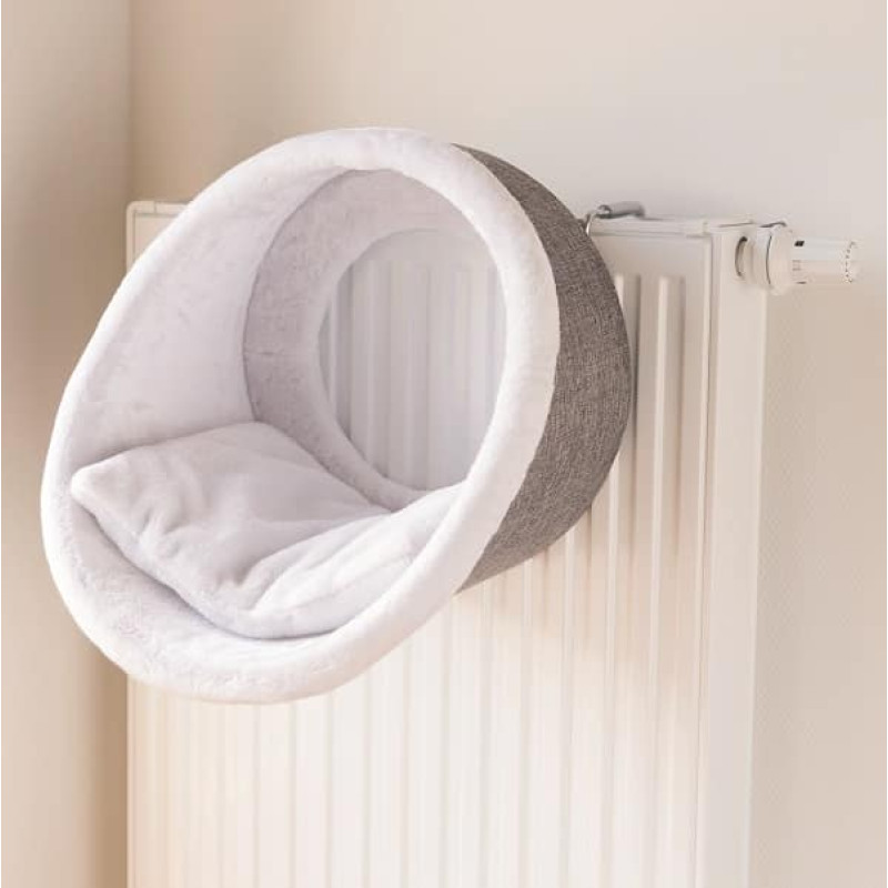 Guļvieta dzīvniekiem : Trixie Radiator cuddly cave, 38×34 cm, white/grey