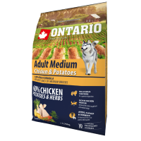 Sausa barība suņiem - Ontario Dog Adult Medium Chicken and Potatoes, 2,25 kg