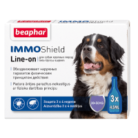 Pilieni pret blusām, ērcēm suņiem : Beaphar IMMO SHIELD LINE ON DOG Large no 30 līdz 50kg. 3*4.5ml