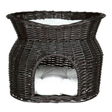 Guļvieta kaķiem : Trixie Wicker cave with bed on top and 2 cushions, 54 × 43 × 37 cm, black