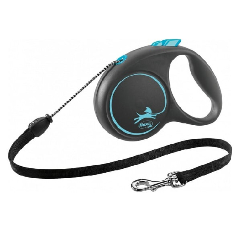 Inerces pavada suņiem – Trixie Flexi BLACK DESIGN, cord leash, XS: 3 m, blue