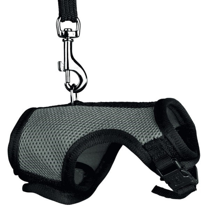 Krūšu siksna un pavada trušiem : Trixie Rabbit soft harness with leash, nylon, 25–32 cm, 1.20 m