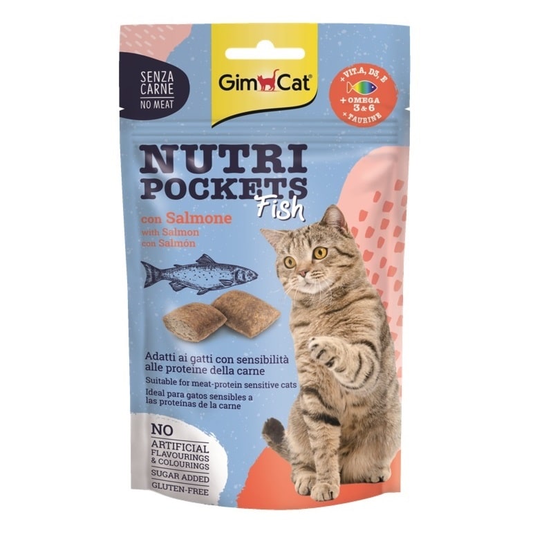 Gardumi kaķiem : Gimborn Nutri Pockets with Fish and Salmon 60g. ar zivīm un lasi