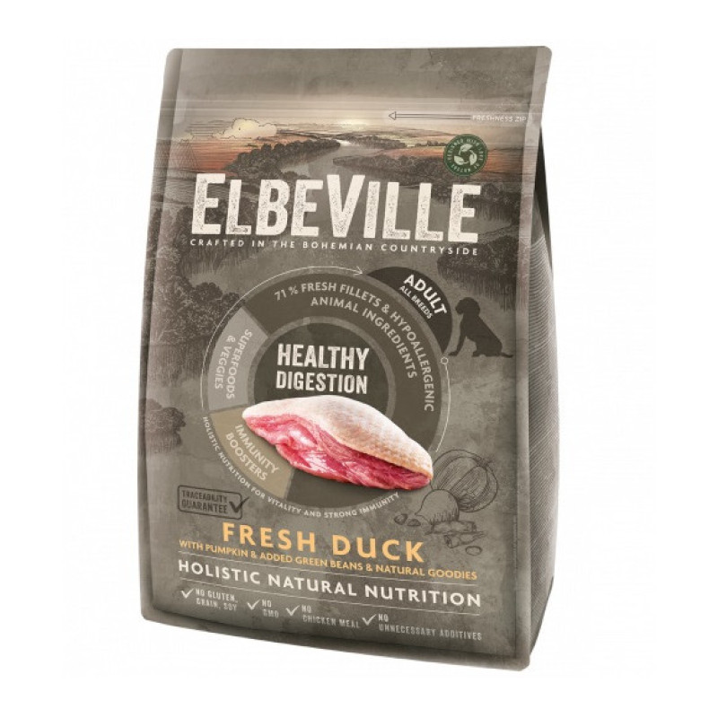 Sausa barība suņiem - ELBEVILLE Adult All Breeds Fresh Duck Healthy Digestion 4 kg