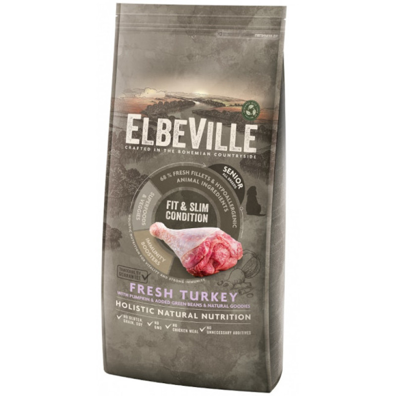 Sausa barība suņiem - ELBEVILLE Senior All Breeds Fresh Turkey Fit and Slim Condition 11,4 kg