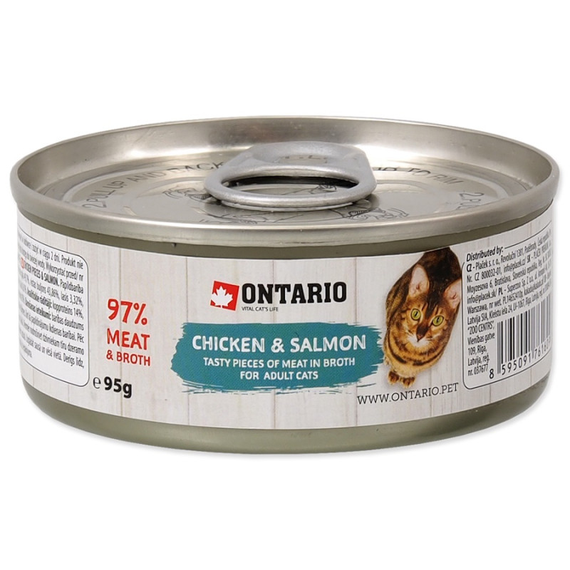 Konservi kaķiem – Ontario Chicken Pieces+Scallop 95g