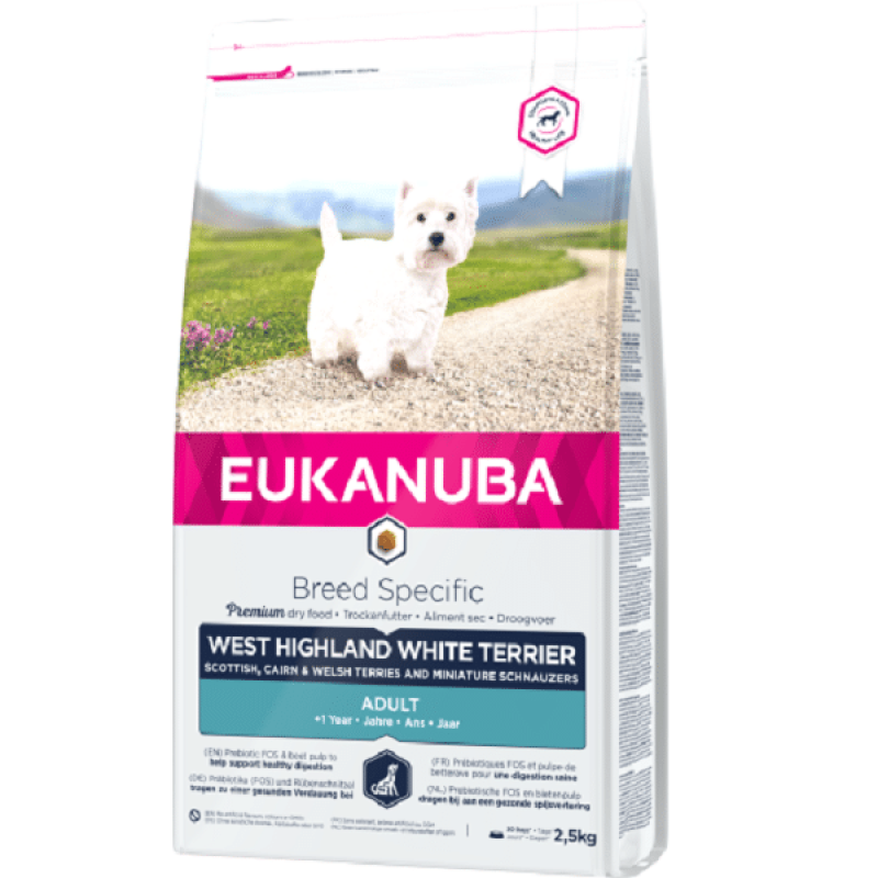 Sausa barība suņiem : Eukanuba Adult West Highland White Terrier, 2,5 kg