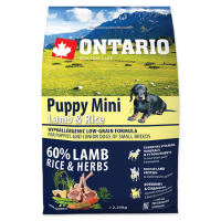 Sausā barība kucēniem - Ontario Dog Puppy Mini Lamb and Rice, 2.25kg