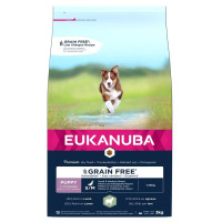 Sausa barība kucēniem - Eukanuba Puppy, Small and Medium, GRAIN FREE, Lamb and Rice, 3 kg