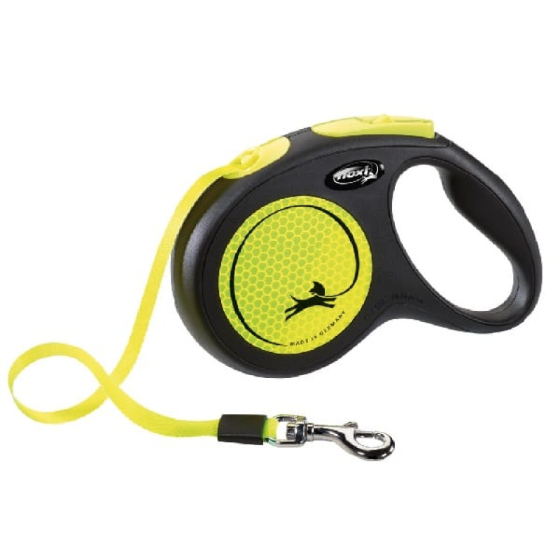 Inerces pavada suņiem - Trixie Flexi New CLASSIC Neon, tape leash, XS: 3 m, black/neon